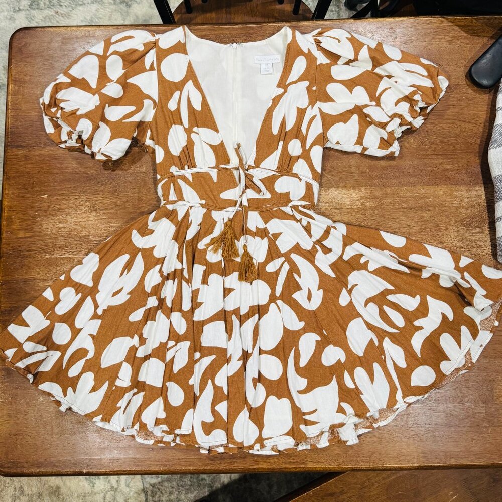 House of Harlow 1960 Linen Blend Floral Mini Dress